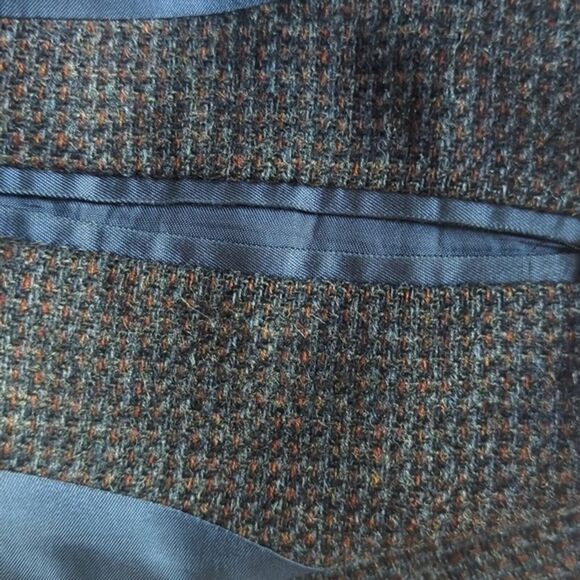 Men's VTG Imperial by Haggar Dark Grey Tweed Sports Coat 44" Wool 2 button - Picture 9 of 11